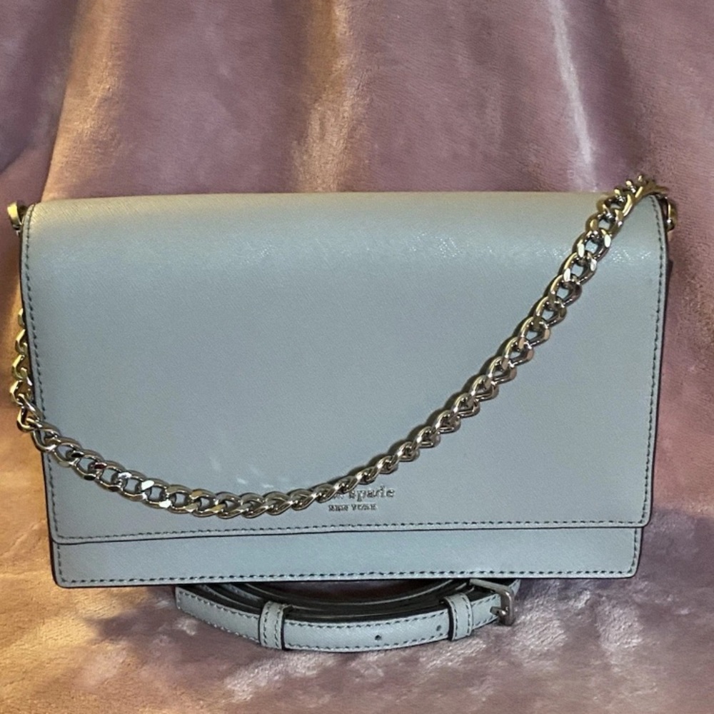 BRAND NEW kate spade New York Gray Saffiano Leather Clutch/ Crossbody Bag NWOT